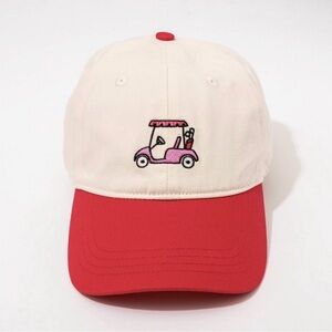Brand New Frasier Sterling Women's Red and Cream Cap with Embroidered Golf Cart
